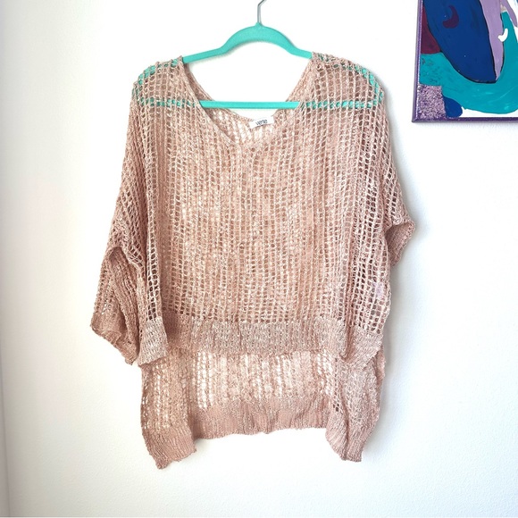 Loose Knit Top Swimsuit Coverup Beach Coverup Hi Lo Top Hollow Knit - Picture 5 of 7